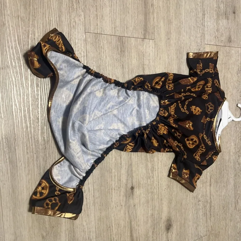 Snoop Doggie Doggs Dog Pet PJ Jammies Black Gold‎ Off The Chain Sz XL Long Beach